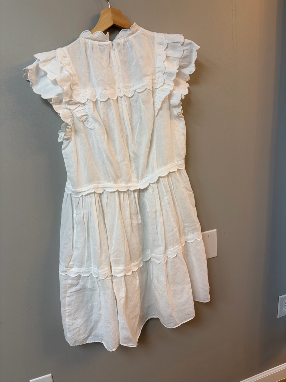 Sea New York White Scallop-Trim Tiered Mini Dress - Picture 3 of 4